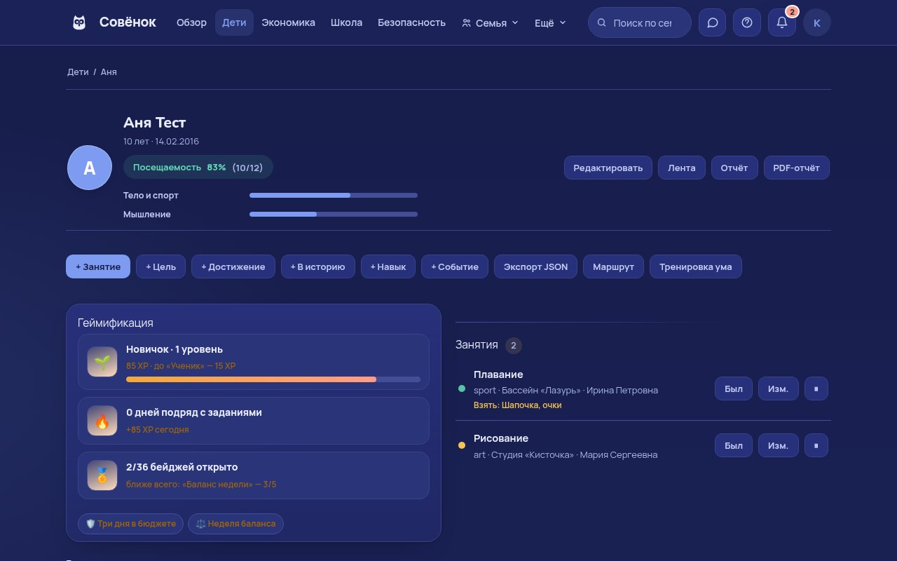 Профиль развития ребёнка